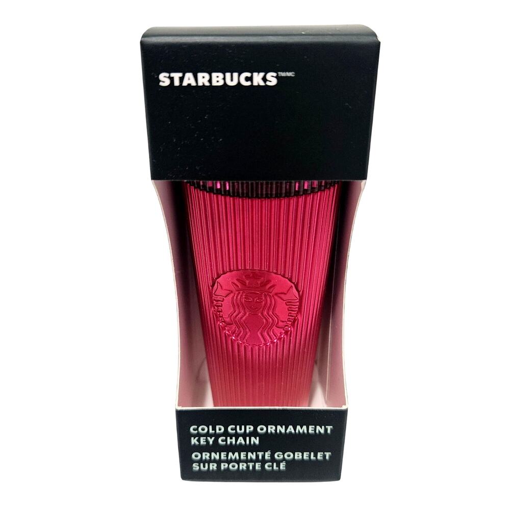 Starbucks 2024 Pleated Pink Ombre Gradient Tumbler Cold Cup Ornament Keychain
